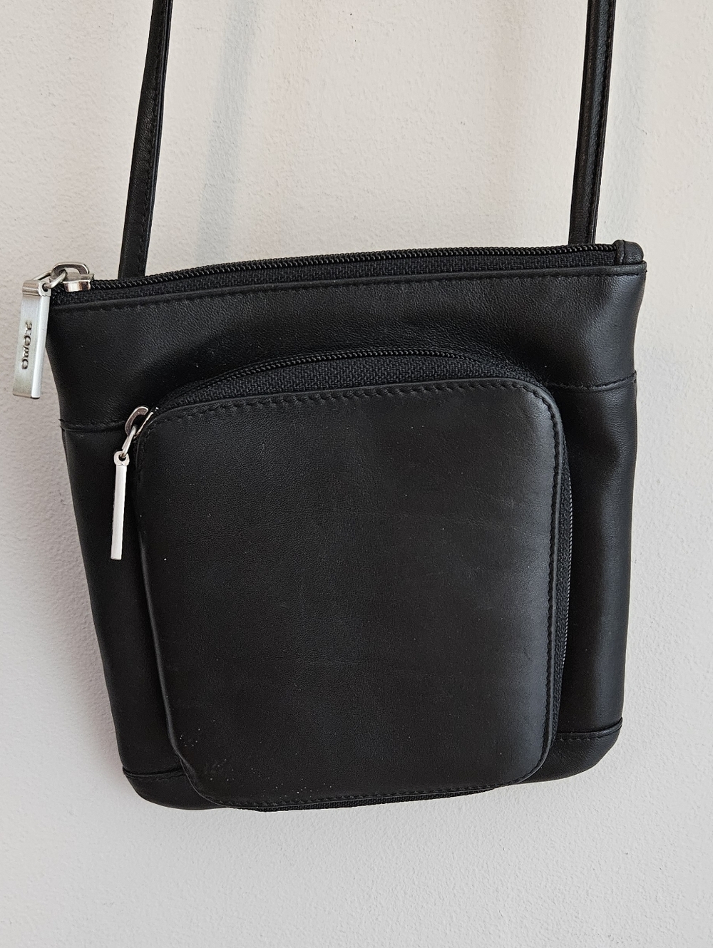 Hobo International Black Crossbody Organizer Bag Leather Zipper Pockets